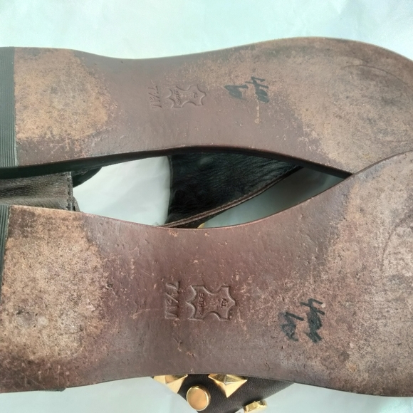 Tory Burch brown gladiator gold stud sandal size 7.5M - Picture 3 of 15
